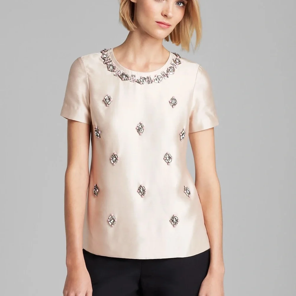 Tory Burch Pink Embellished Fitted Blouse - Picture 1 of 6